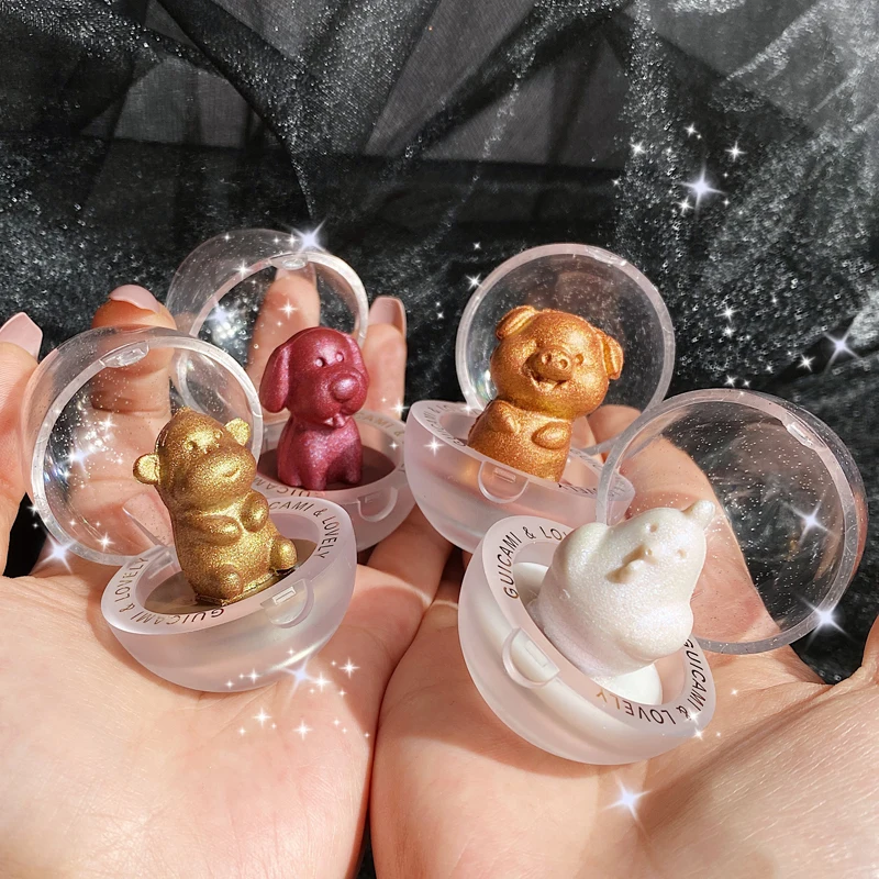 Четыре милых изображения животных блеск Хайлайтер для макияжа Палитра Блестящий