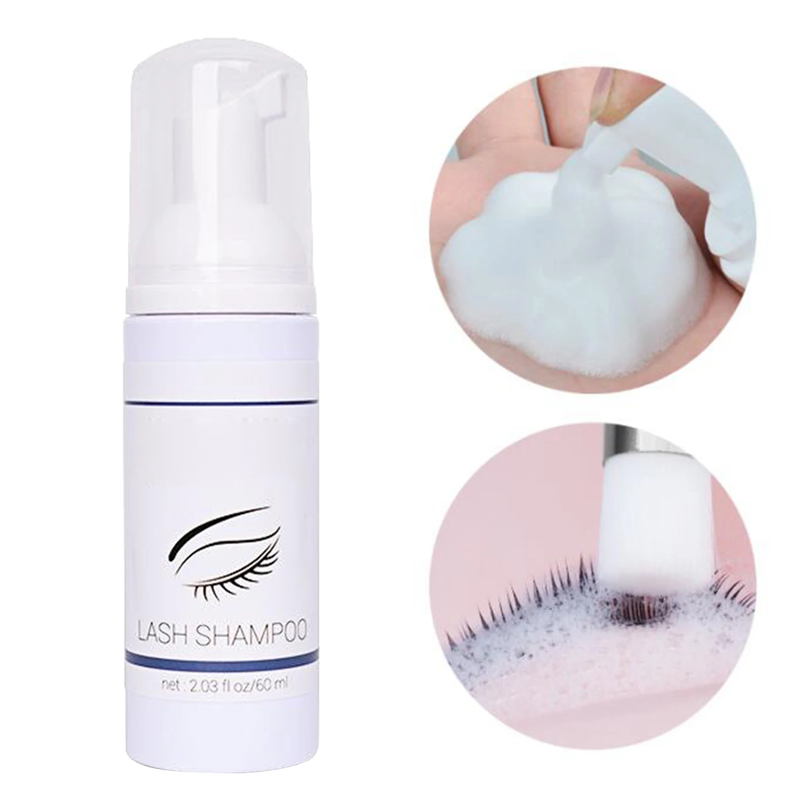 

60ml 2.03 fl oz Eyelash Extension Cleanser Nourishing Formula Makeup Remover SGentle Cleansing Mousse Foam alon Home use