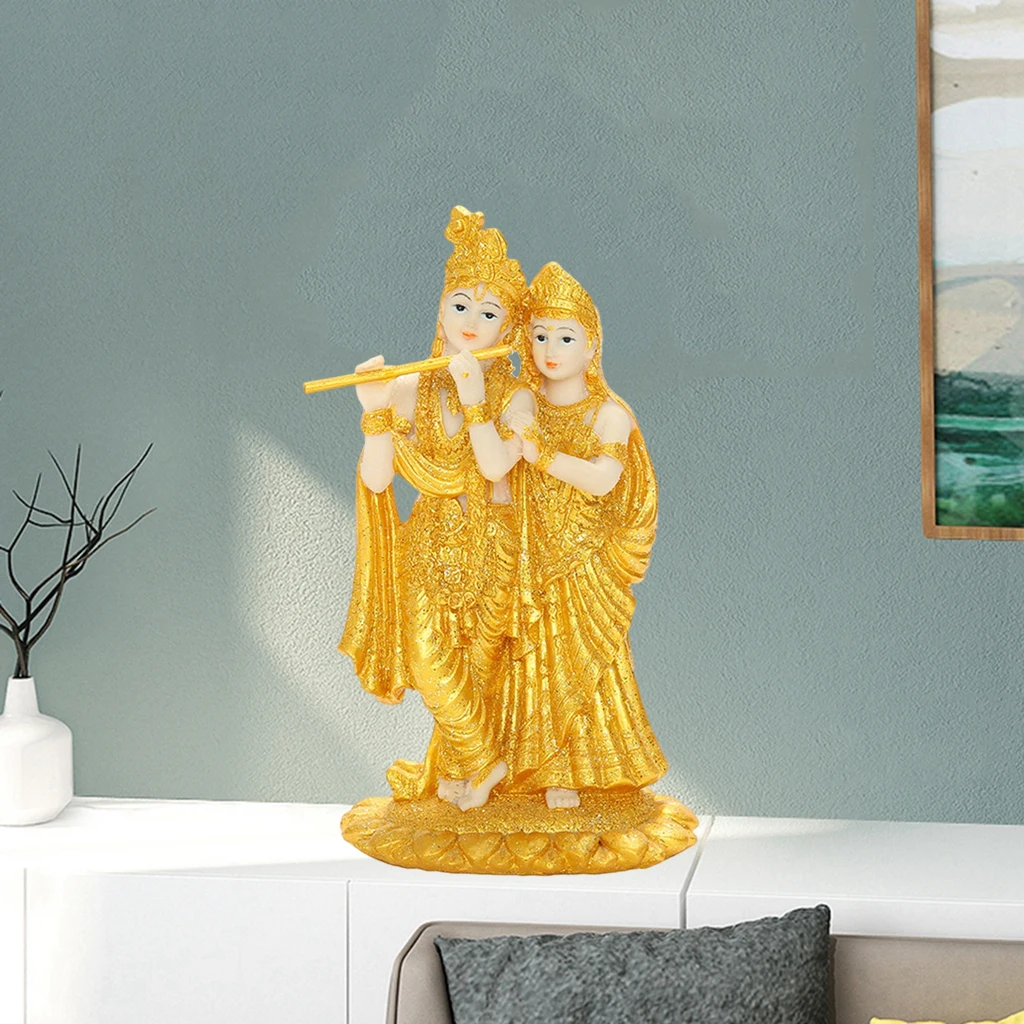 Radha and Krishna Buddha Statue Figurine Hindu God Goddess Deity Decor | Дом и сад