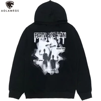 aolamegs 2021 men hip hop hoodie sweatshirt ghost print black hoodies harajuku streetwear hooded pullover tops autumn 2021