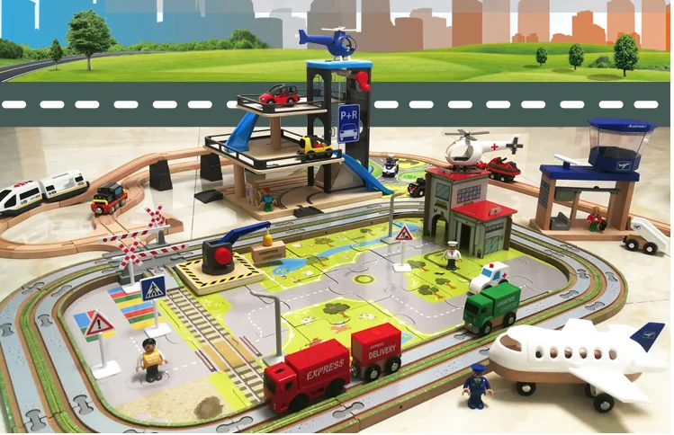 

Деревянный трек, аксессуары для самолета, аэропорта, станции, корабля, крана, башенного автомобиля, игрушки, совместимые с железной дорогой, ...