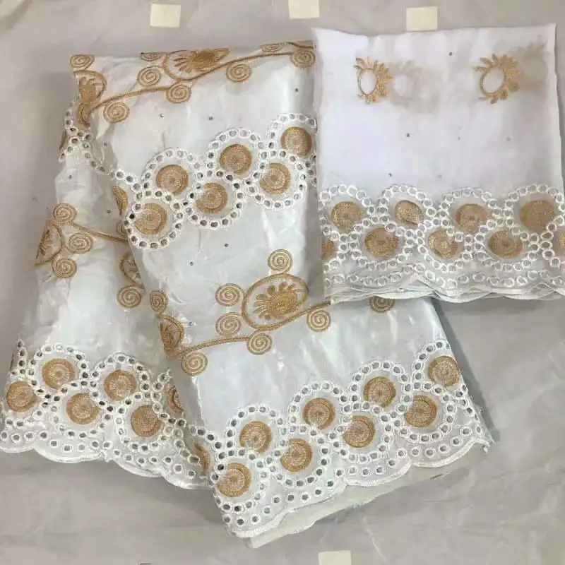 

African Bazin Riche Fabric 2019 High Quality Embroidered Hollow Design For Wedding Dress 5+2 Yards/lot! WXF10162