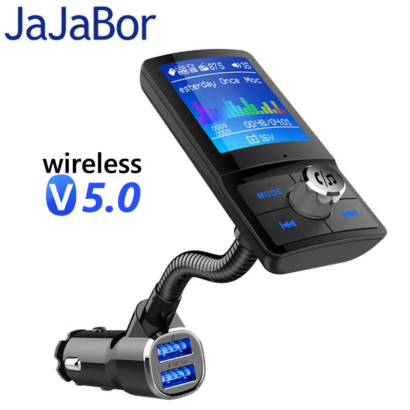 JaJaBor FM Transmitter Bluetooth Car kit Handsfree Support Folder Song Playback Large Color Screen Display AUX-IN MP3 Player | Автомобили