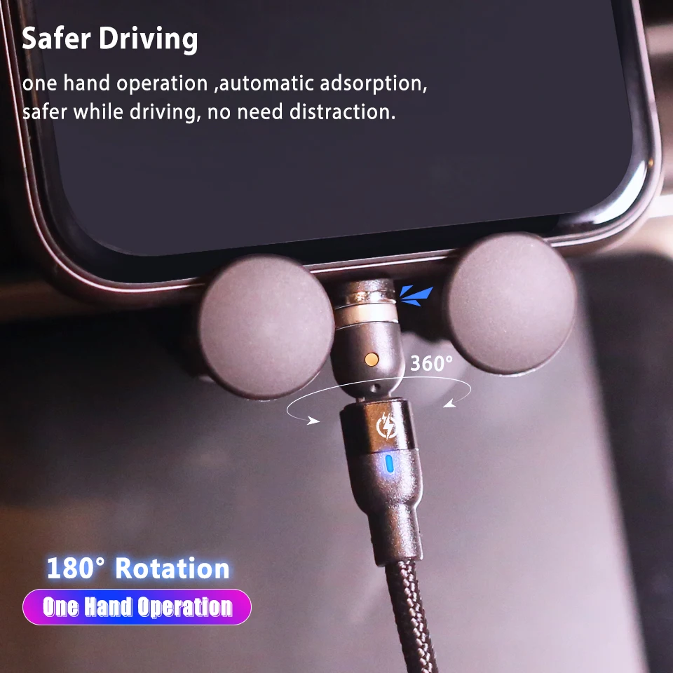 Магнитный зарядный кабель Usb Type-C 3 А 2 м магнитный Дата-кабель Micro 360 ° 90 QC 0 для Samsung