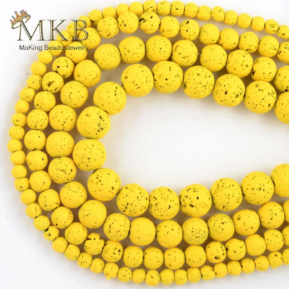 Натуральный гематит лавовый камень желтые круглые бусины свободные для