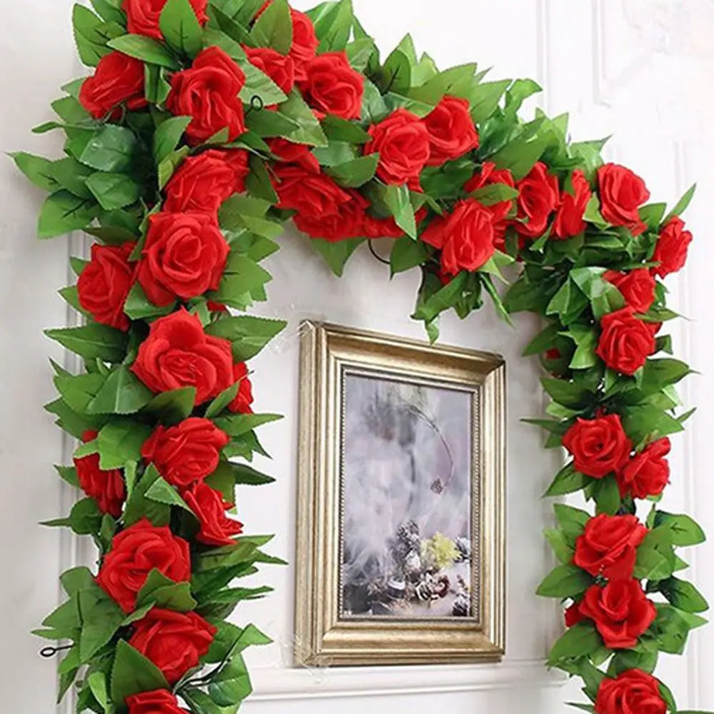 250CM/lot Ivy Vine DIY Artificial Rose Silk Flower Green Leaves Garland Photography Props Garden String Wedding Party Decor | Дом и сад