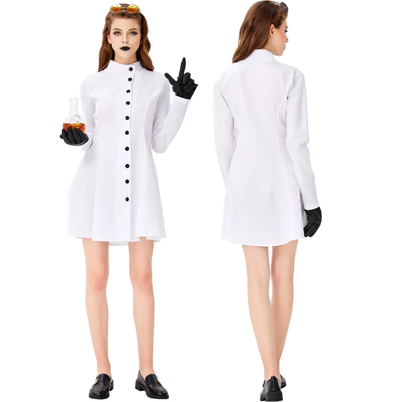 Профессиональный костюм для косплея на Хэллоуин женщин и девочек белое платье с