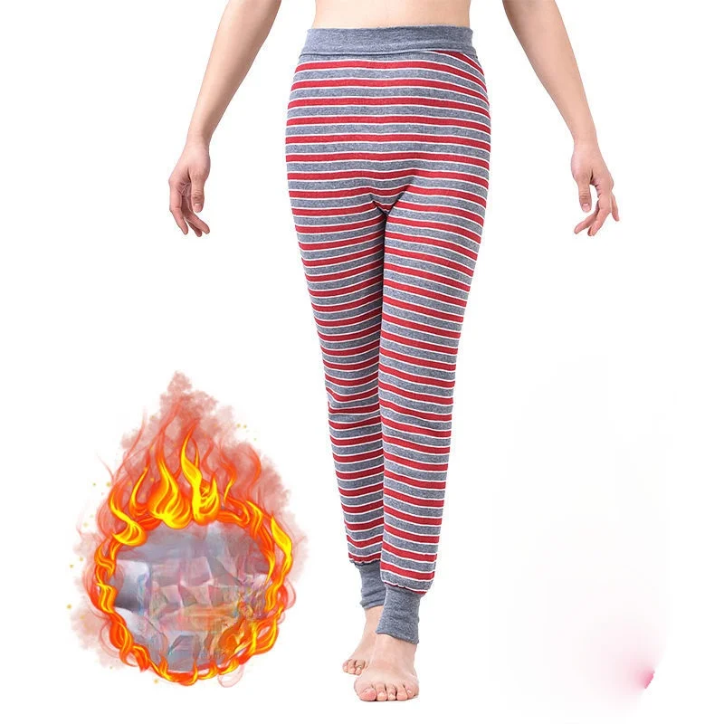 

Women 2021 Autumn Winter New Casual Thick Warm Striped Pants Female High Waist Long Trousers Ladies Cotton Skinny Leggings E386