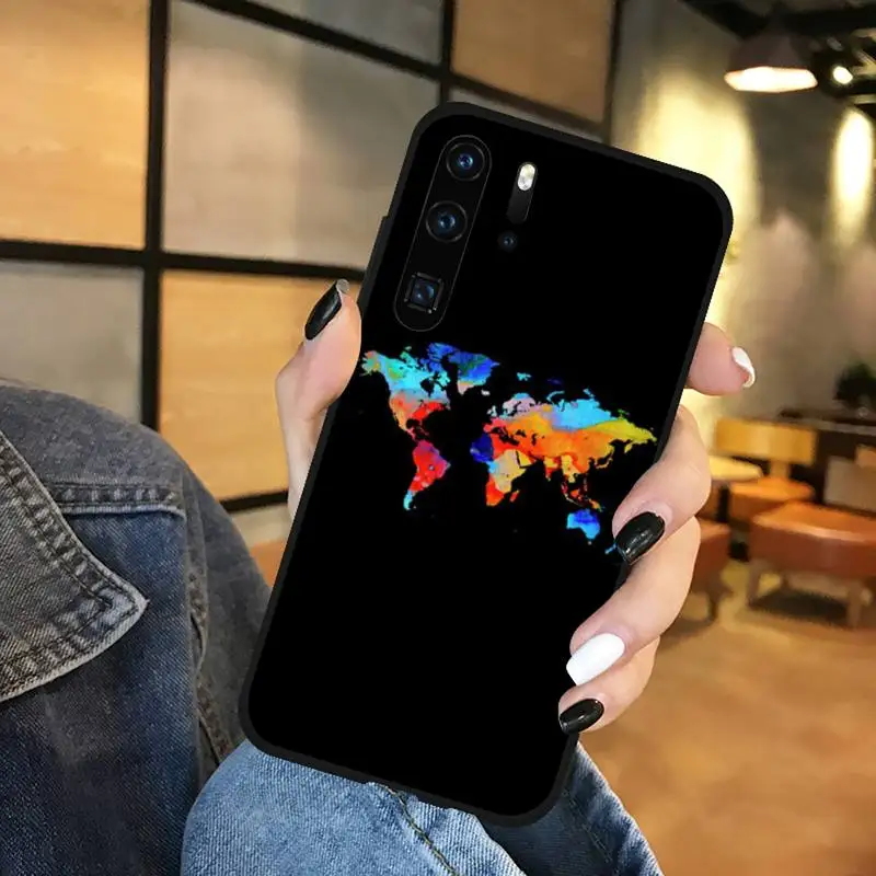 

World Map Travel Phone Case Funda For Huawei P9 P10 P20 P30 Lite 2016 2017 2019 plus pro P smart