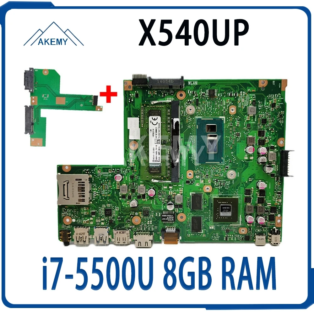 

Akemy laptop Motherboard X540UP X540U A540U R504U Mainboard W/ i7-5500U 8GB RAM DDR3 GT920M GPU Free HDD board