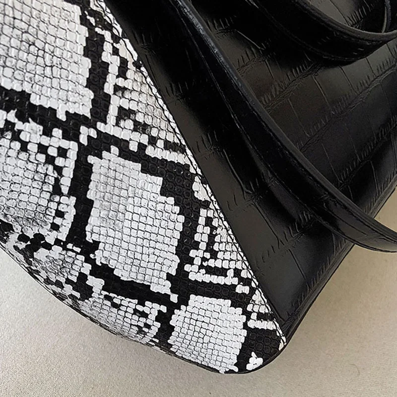 Женская сумка из искусственной кожи модный вместительный тоут с узором под