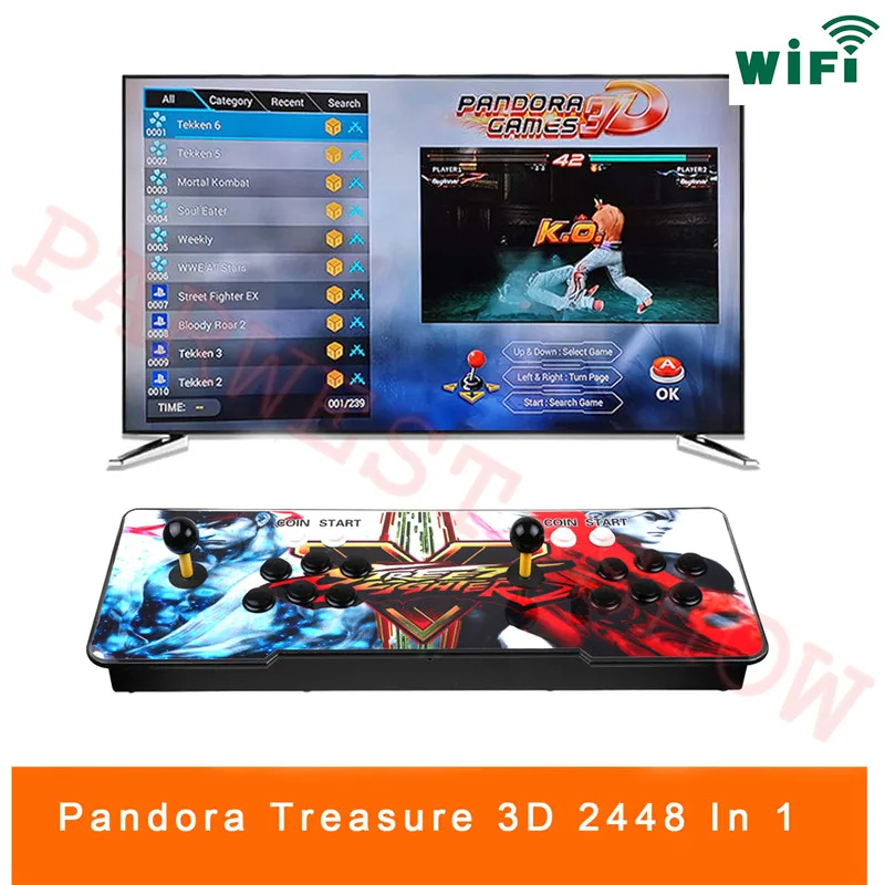3D Pandora игра 2448 в 1 аркадная видео игровая консоль 2 игрока аркадная машина с 134 3D игры с wifi Dowanland больше игр