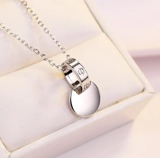 

S925 Silver Korean Dongdaemun Pendant Necklace Korean Ornament Simple Letter Geometric Clavicle Chain Small Fresh Necklace