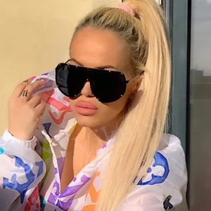 Новые черные защитные очки, солнцезащитные очки, женские, фирменные, дизайнерские, цельные, пилотные, солнцезащитные очки, мужские, крутые, большие, негабаритные очки, очки UV400