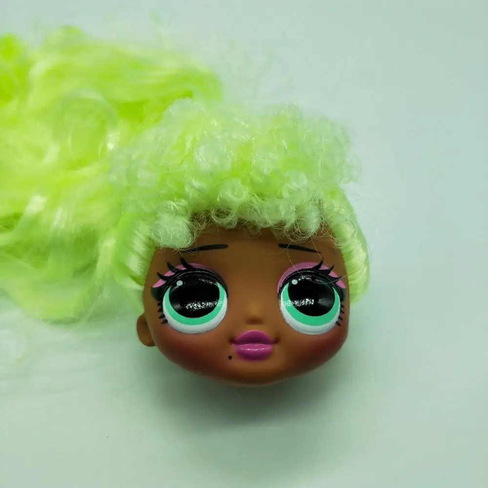 green hair Модная большая кукольная головка для самостоятельной сборки, кукольные головки с зелеными волосами, Детские стили волос, Обучающие кукольные головки, коллекционная кукла - Цвет: green hair