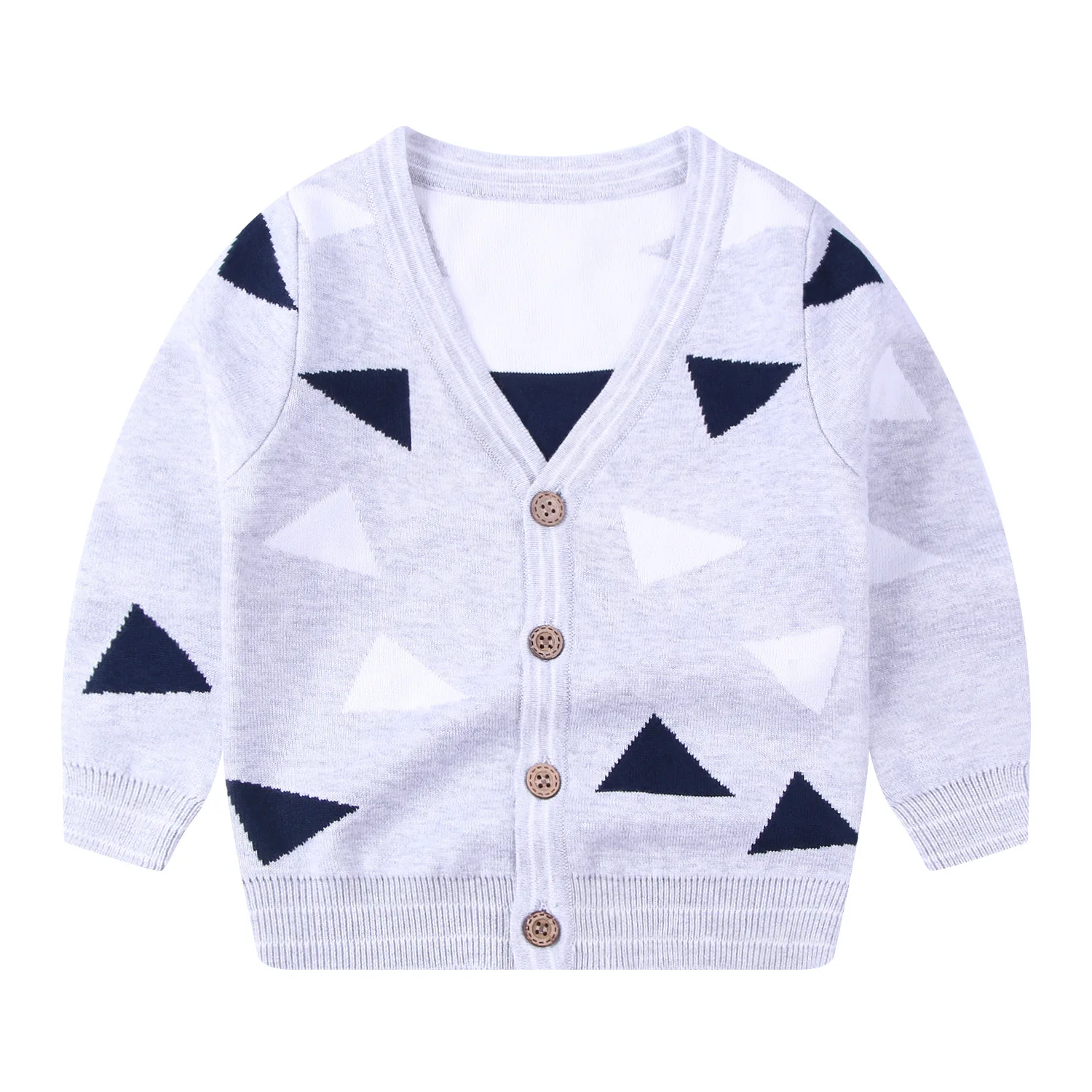 Осенне зимний Кардиган для маленьких мальчиков свитера с V образным вырезом топы