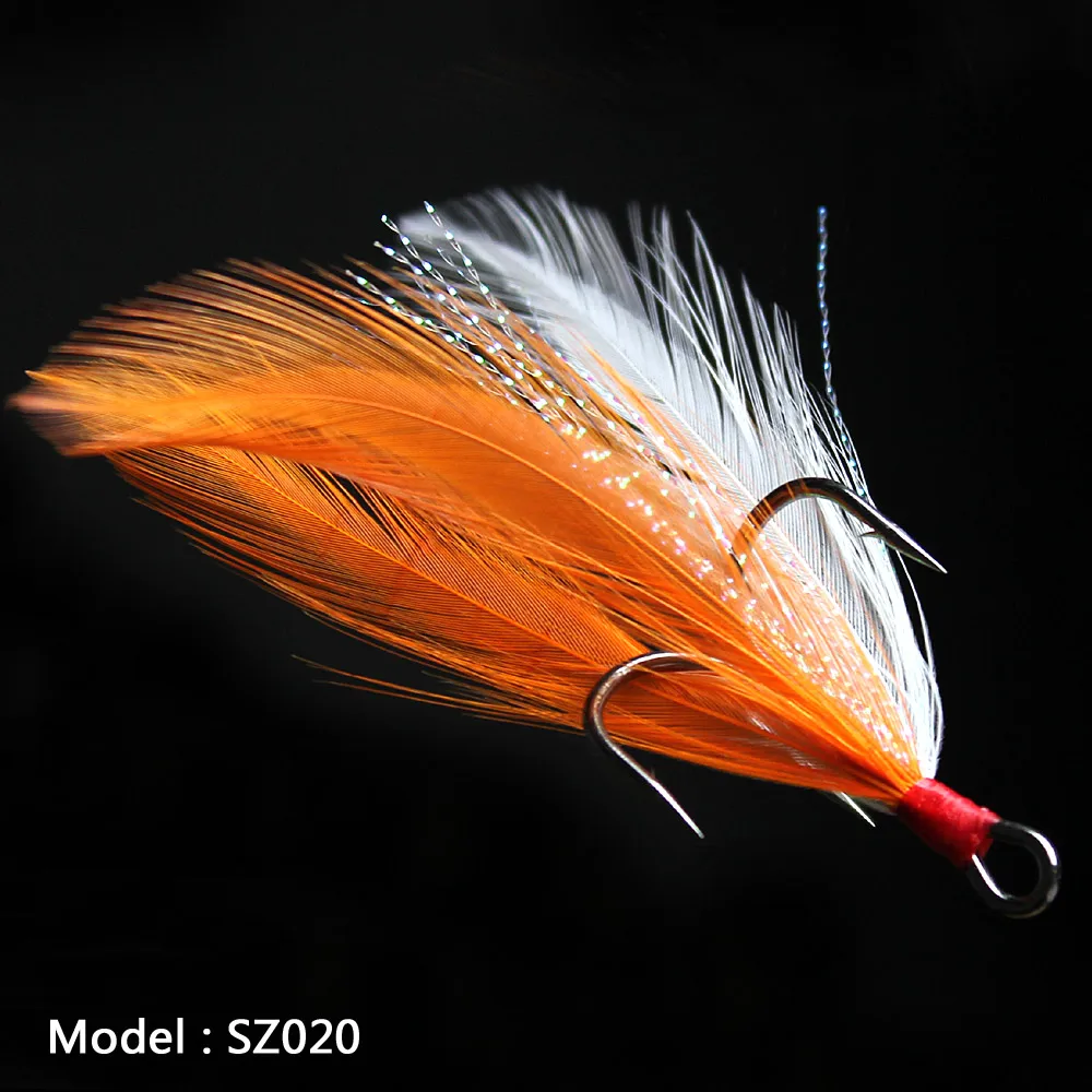 

Lot 20pcs Fish hook 2 4 6 8 10# Black Fishing Hooks with Feather Fly Fishing Tackle High Carbon Steel Barbed Sharp Hooks SZ020