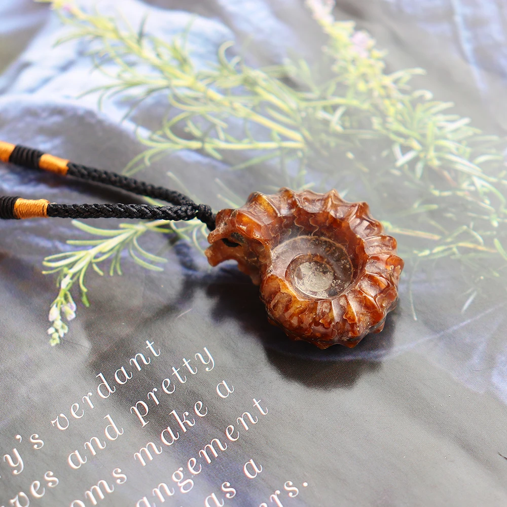 1 шт. кулон улитка натуральный камень окаменевшая овчина ожерелье