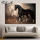 Алмазная картина FULLCANG с изображением черно-белых лошадей, абстрактных животных, квадратная, круглая, 5d, вышивка, FC3210