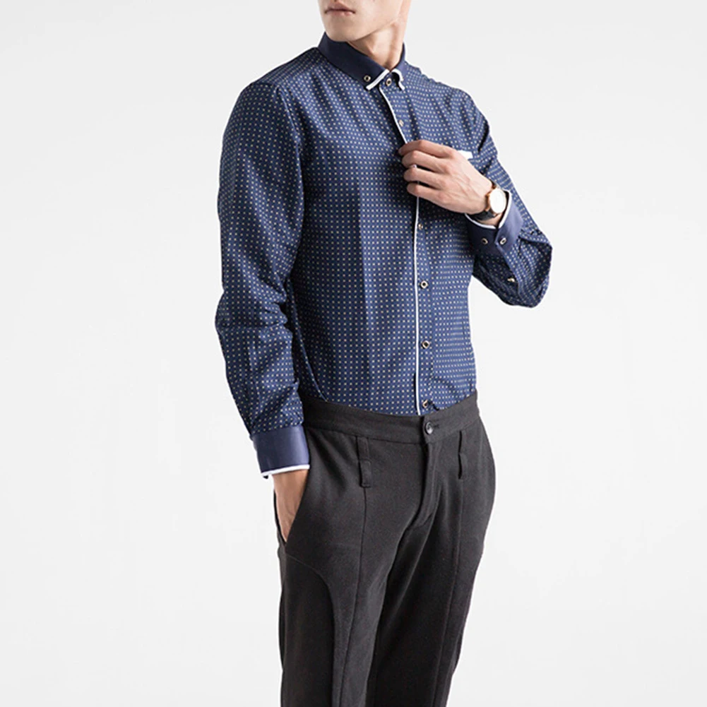 Мужская модная Повседневная рубашка с длинными рукавами и принтом одежда мягкая