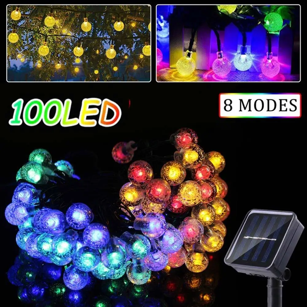 Гирлянсветильник с хрустальными шариками садовая лампа-лента s на солнечной