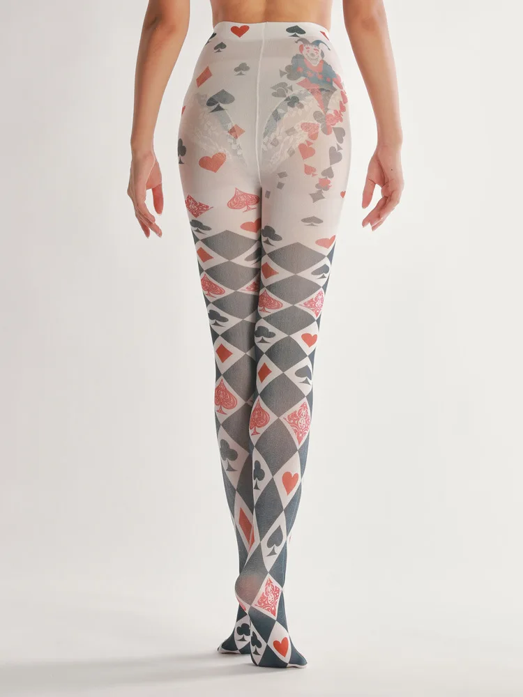 Игральные карты цифровой колготки с принтом Хэллоуин чулки для школы женщин