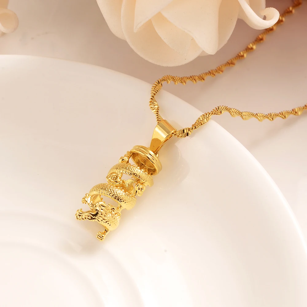 

Gold Classic Auspicious Dragon Pendant Necklace For Women Men Gold Color Jewelry Mascot Ornaments Lucky Gifts Bijoux Femme