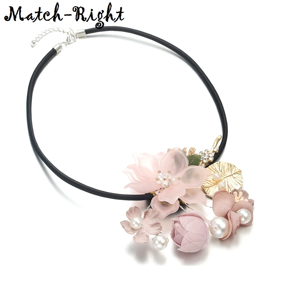 Женское Ожерелье из пряжи с цветком и искусственным жемчугом эффектные ожерелья