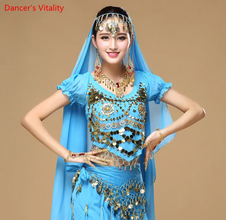 Женский костюм для танца живота шифоновый топ с короткими рукавами-фонариками и