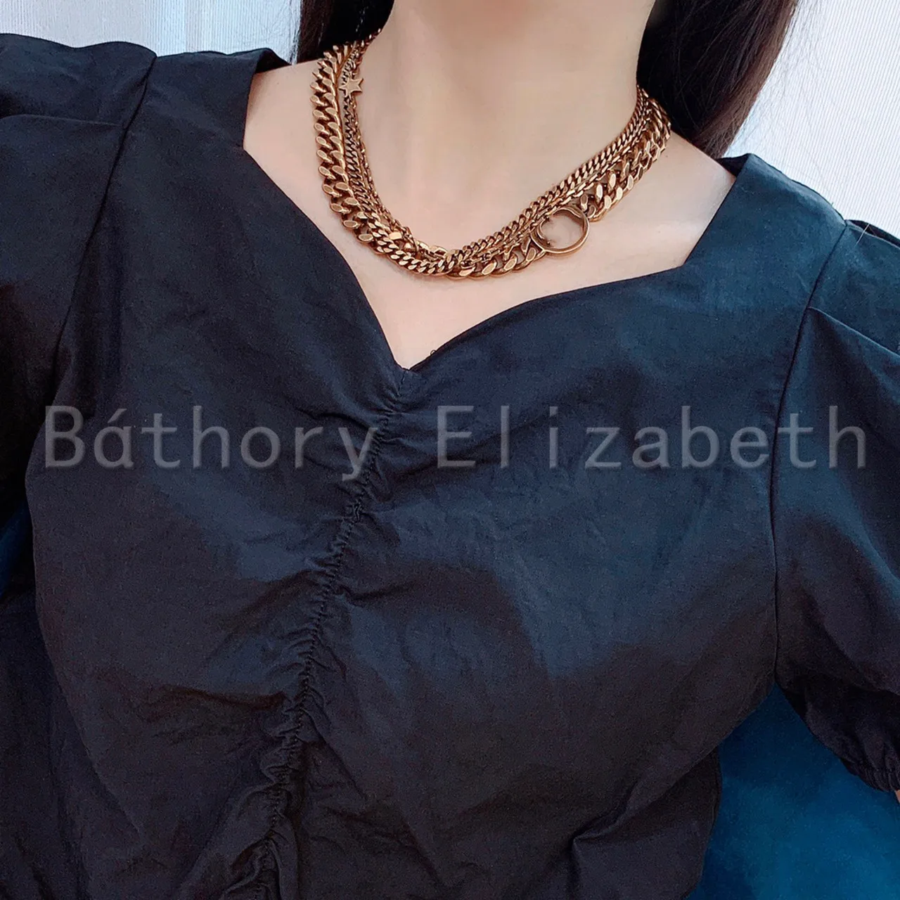 

Bthory Elizabeth Hot Vintage Metal Necklace Multi Layer Necklace For Women Dresses Accessories Luxury Ladies Jewelry Gift