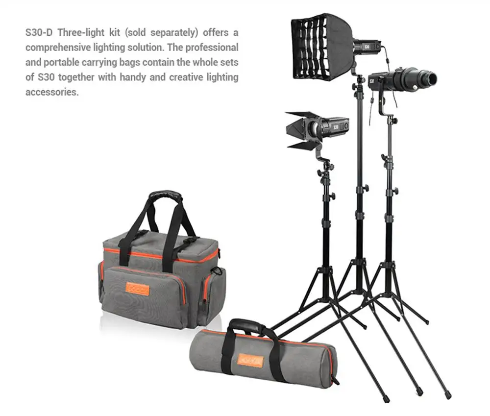 Godox S30-D 90 Вт фокусирующий Светодиодный точечный светильник с комплектом аксессуаров 5600 цветовая температура, CRI 96+, непрерывный светодиодный светильник для видео светильник