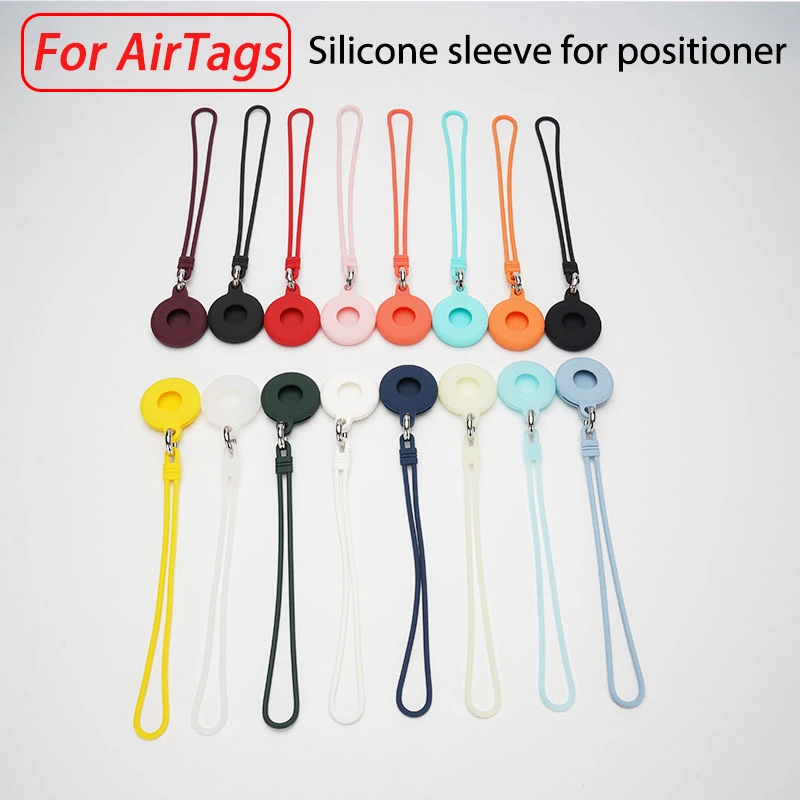 

Solid Color Protective Cover For Aircovered AirTags Case Silicone Protector Bumper Case For Apple AirTags Tracker With Lanyard