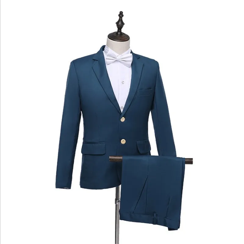 Новый дизайн для мужчин элегантный нашивной Синий Красный Цветочный костюм от AliExpress RU&CIS NEW