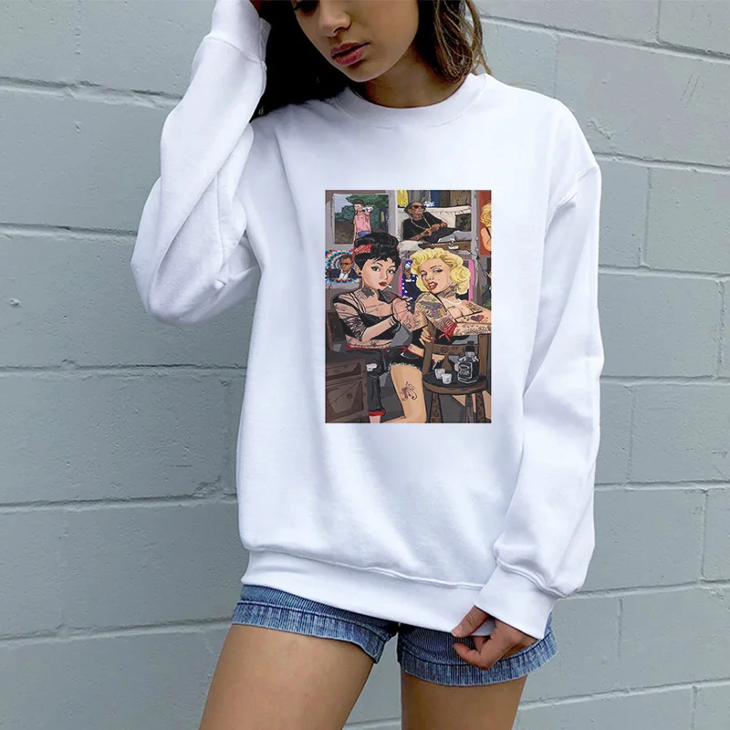 Женская зимняя белая толстовка с капюшоном милый Модный пуловер японским