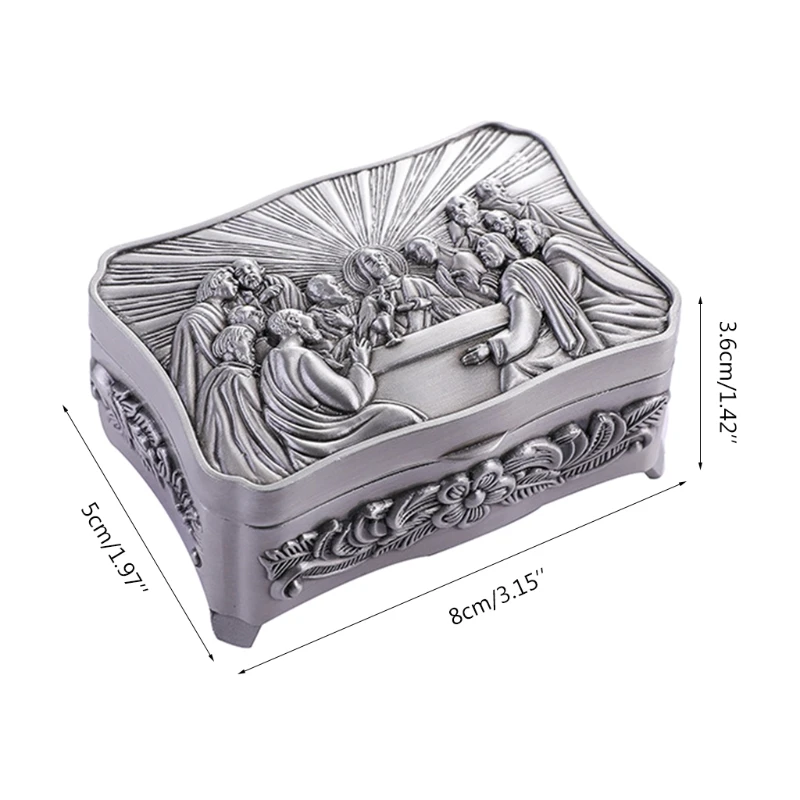 

Rosary Necklace Jewelry Storage Box Catholic Christian Rosary Tiny Trinket Case for Earrings Necklace Treasure Organizer