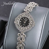 zhjiashun vintage 100 silver 925 watch for women retro 925 sterling silver clock female fashion bracelets watch jewelry