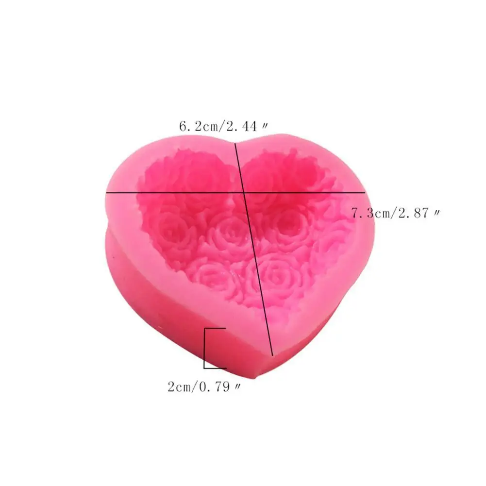 

1PC 3D Love Heart Rose Flower Shape Silicone Mold Fondant Decorating Tools Chocolate Baking Decorating Tools Cake Cake Mold Y7U8