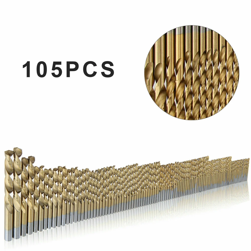 105pcs Multifunctional Hole Openers Portable Spiral Groove Woodworking High Speed Steel Drill Bit Set Non Slip Straight Shank |