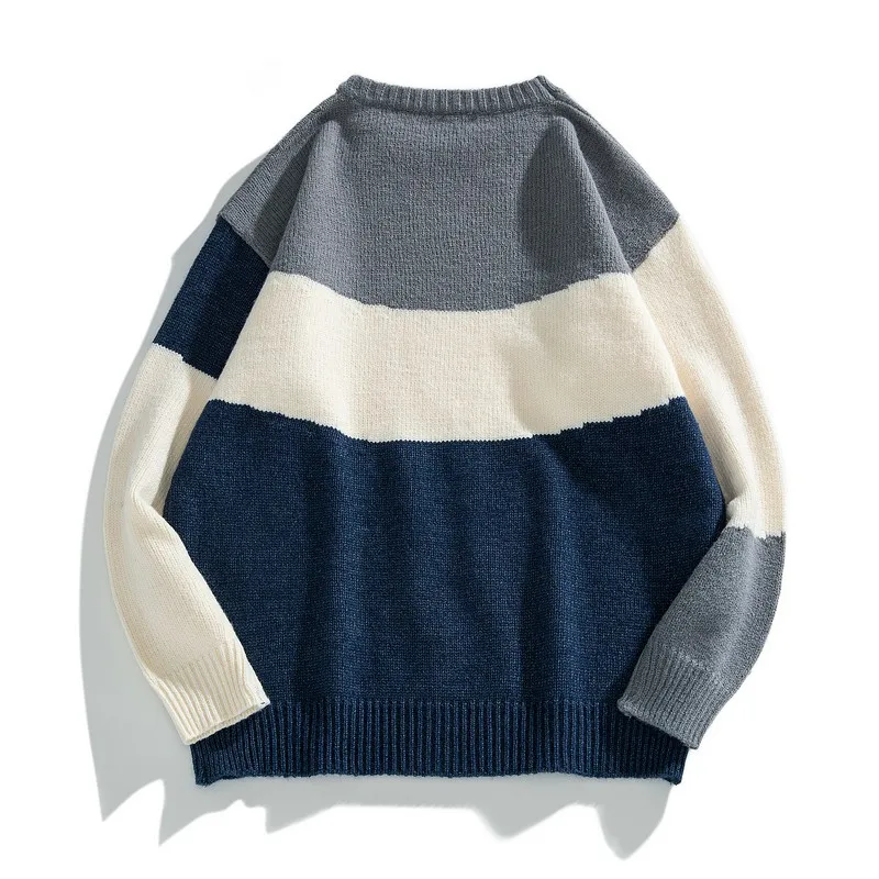 

Harajuku Knitted Sweater Men's Winter 2021 New Fashion Cotton Striped Pullove Male Loose Tops Pullover Sweaters Jersey De Hombre