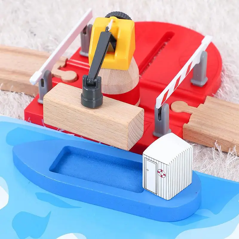 Деревянный поезд трек железная дорога Набор детских игрушек деревянная