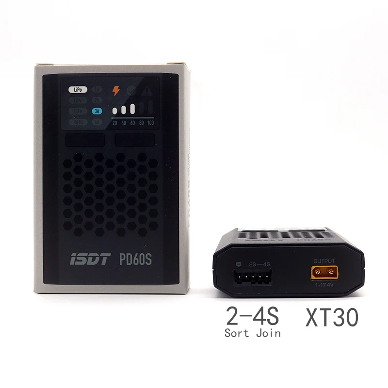 ISDT PD60S XT30 60 Вт 6A Smart Mini LiPo Battery Balance Charger LiFe LiHv 1-4S NiMH Cd Type-C вход |