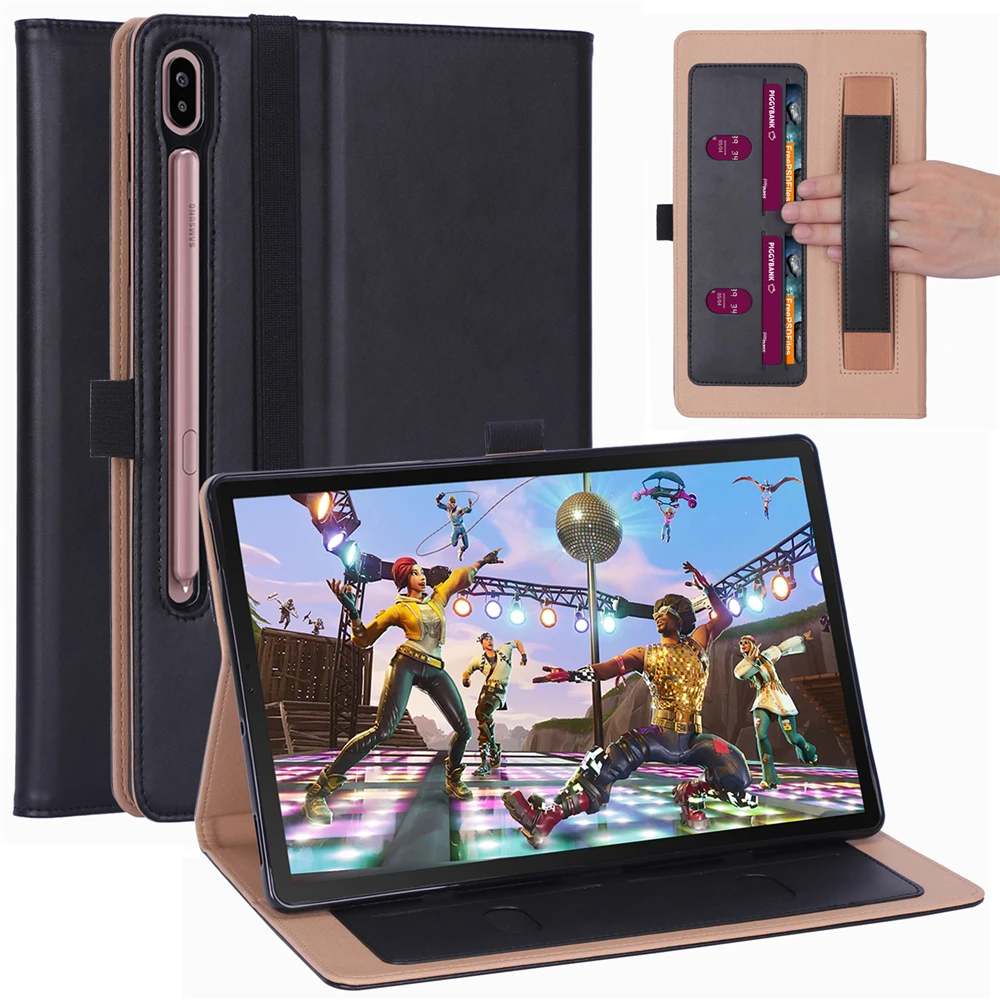 Чехол для планшета samsung Galaxy Tab S6 10,5 дюймов SM-T860 T865 чехол для планшета в стиле ретро из искусственной кожи чехол-книжка с отделением для карт и ремешком на запястье