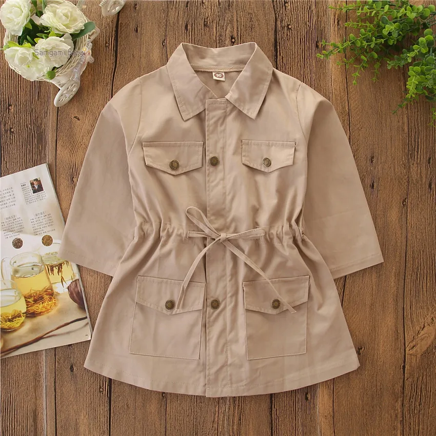

Infantil Girl Coat 2019 Spring Baby Jacket Casaco Double Breasted Trench Outwear Fashion Jacket Children Clothing for Girl 2-6T