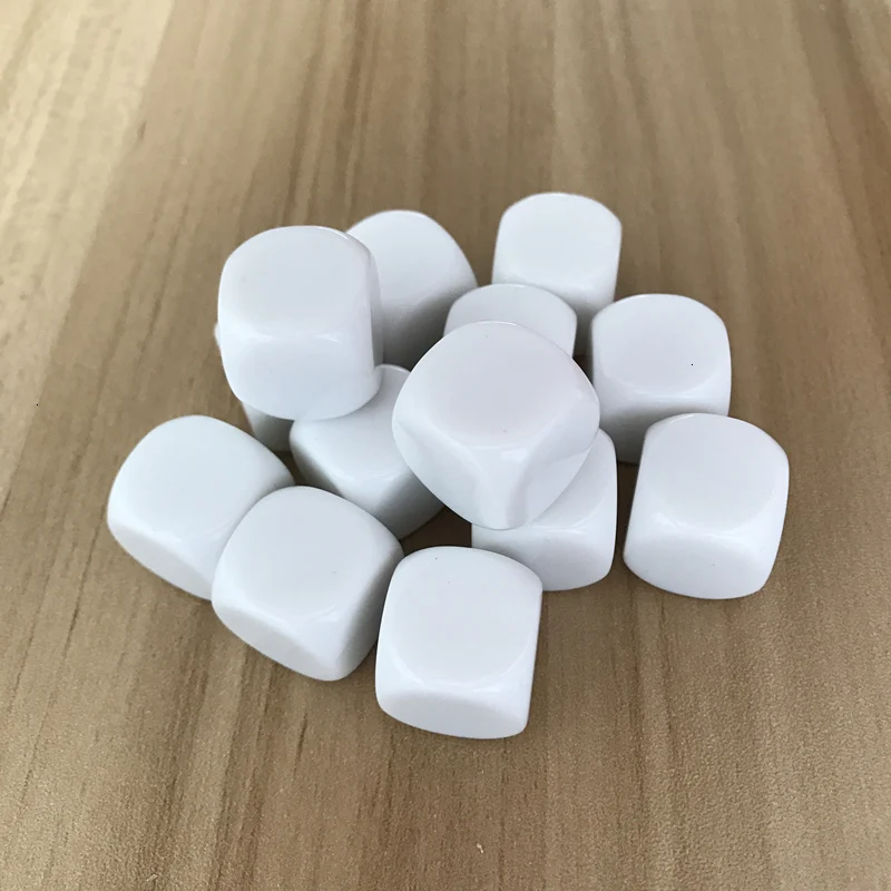 

New 100 Pcs White 18mm Blank Dice Acrylic Rounded Corner D6 Blank RPG Dice Write and DIY Carving Children Teaching Dice Set