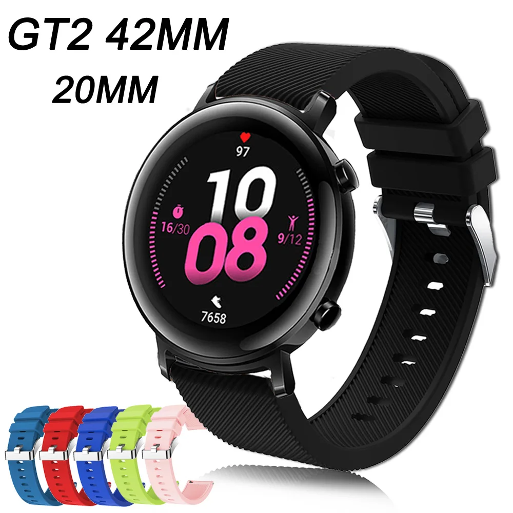 20 мм ремешок для часов Huawei Watch GT 2 42 силиконовый Galaxy Active 40 44 Amazfit Bip GTR GTS|Ремешки