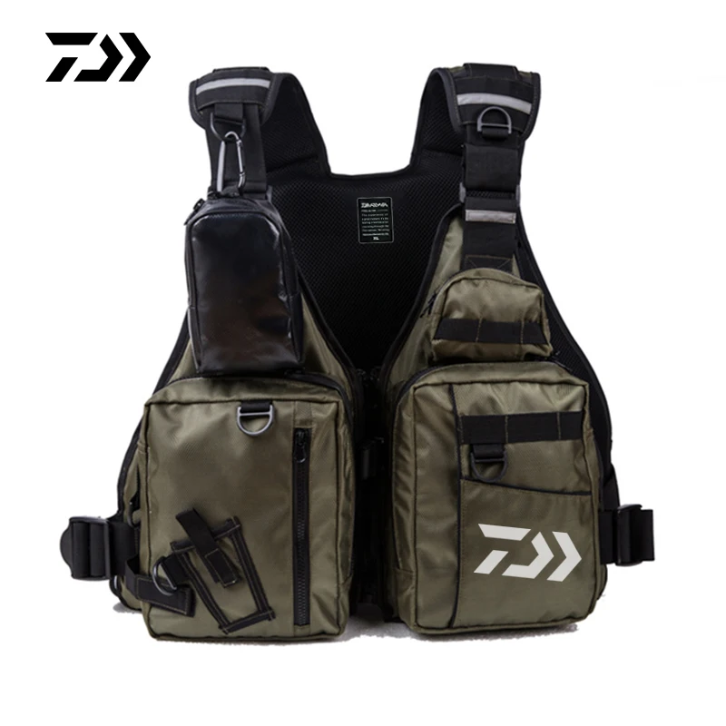 Army Green Daiwa жилет для рыбалки на открытом воздухе спасательный жилет мульти карман куртка унисекс Высокая плавучесть Регулируемый жилет для морской рыбалки - Цвет: Army Green
