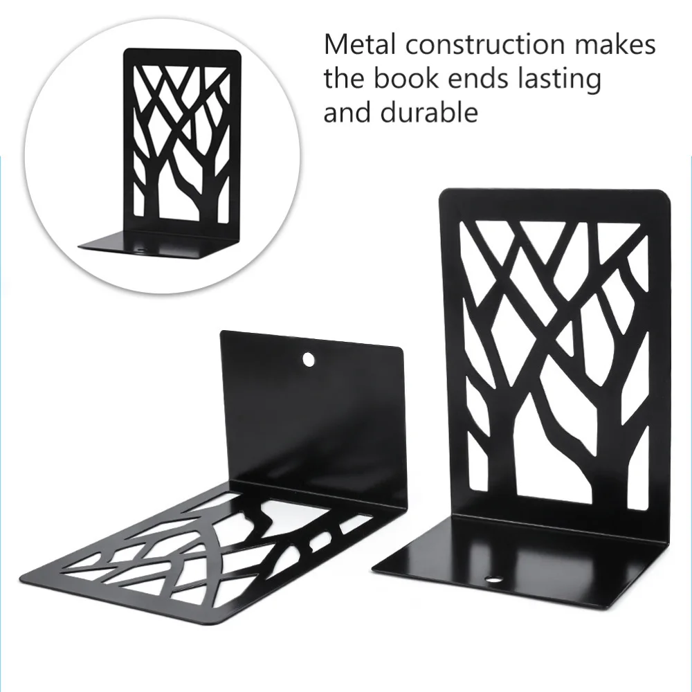 

6Pcs Metal Bookends Simple Book Ends Desktop Magazines Stand Organizer