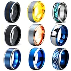 24 стиля мужская мода Simp вольфрам карбид Серебро Золото Цвет Матовая поверхность скошенный синий край кольца для мужчин обручальное кольцо