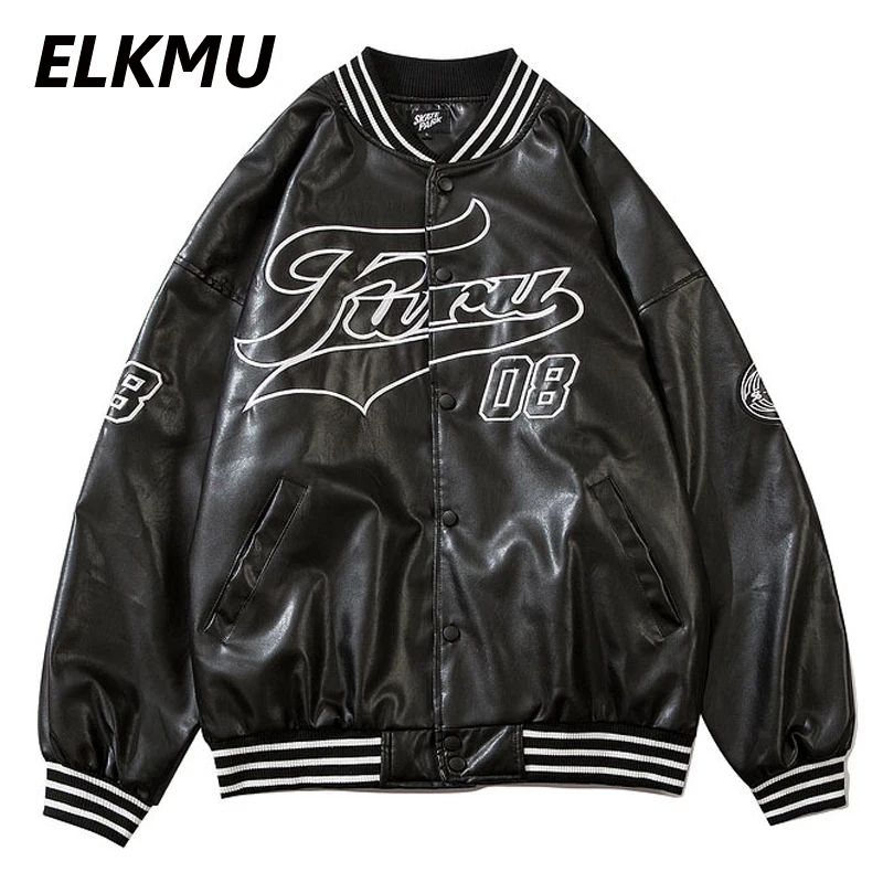 

Куртка-бомбер мужская из ПУ кожи, в стиле хип-хоп