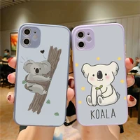 yinuoda cute koala bear phone case for iphone x xr xs 7 8 plus 11 12 pro max translucent matte shockproof case